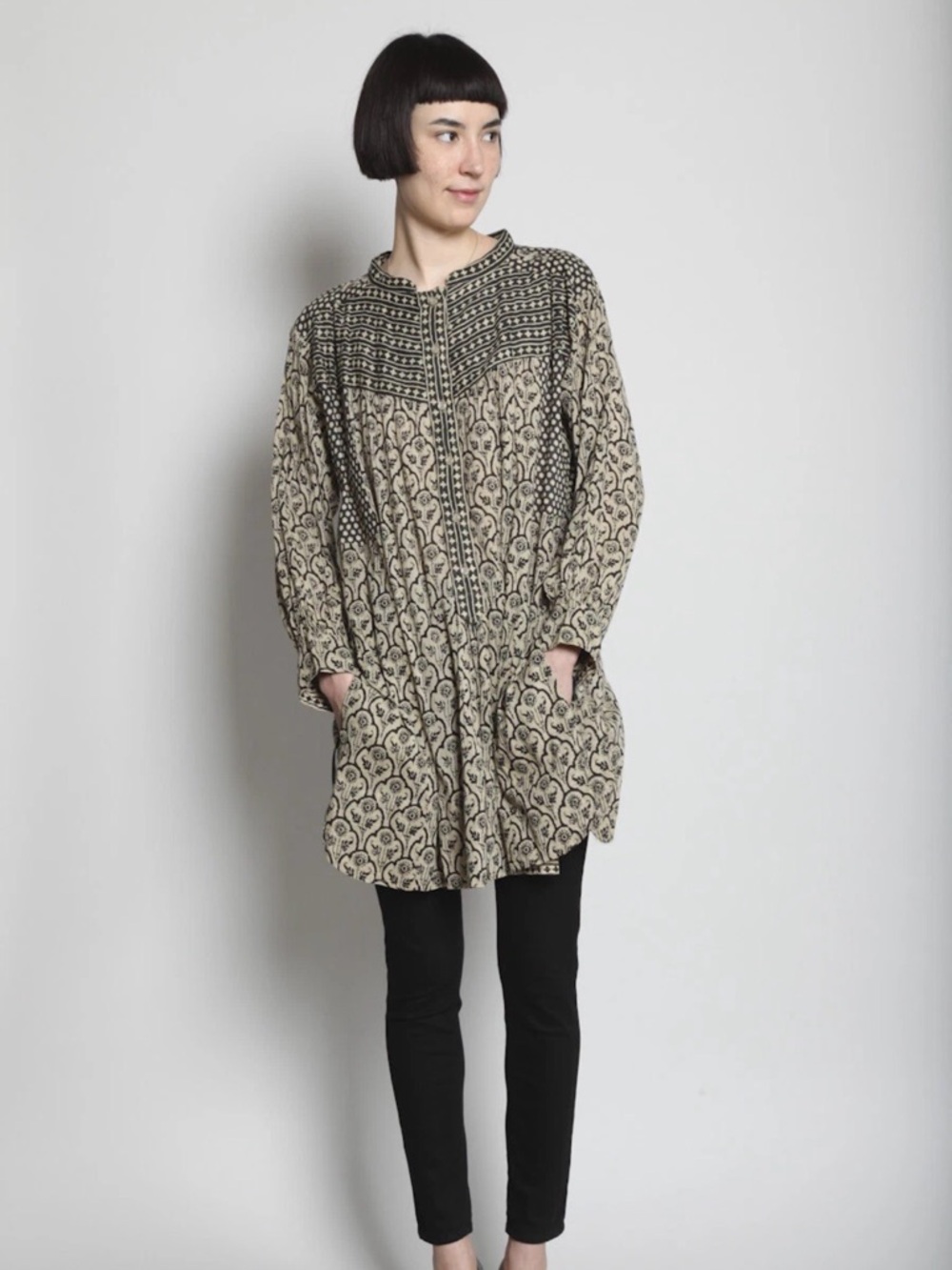 Isabel Marant Etolie "Hamil" Tunic Shirt Dress Size 38 Black Star Batik